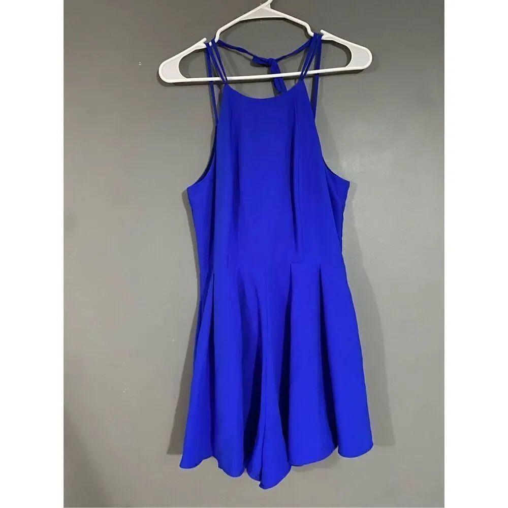 Sugar Lips Blue Spaghetti Stap Bow Tie Romper NWT Size Medium
